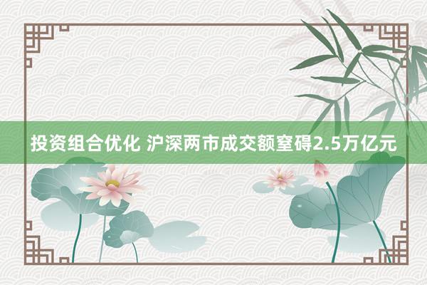 投资组合优化 沪深两市成交额窒碍2.5万亿元