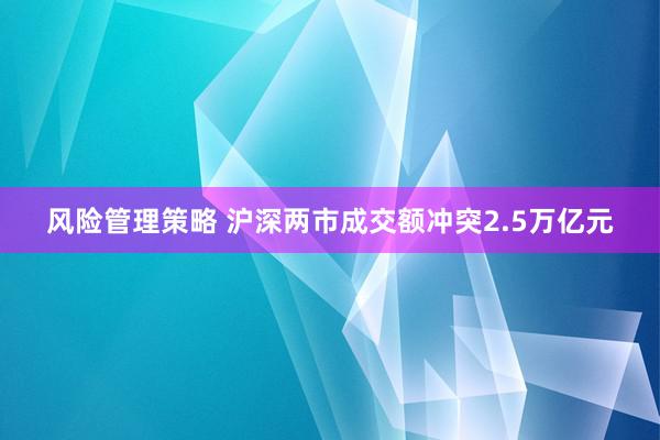 风险管理策略 沪深两市成交额冲突2.5万亿元