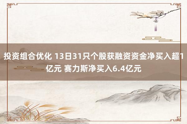 投资组合优化 13日31只个股获融资资金净买入超1亿元 赛力斯净买入6.4亿元