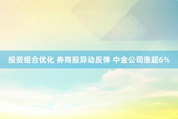 投资组合优化 券商股异动反弹 中金公司涨超6%