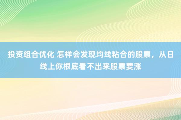 投资组合优化 怎样会发现均线粘合的股票，从日线上你根底看不出来股票要涨