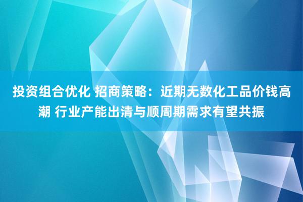 投资组合优化 招商策略：近期无数化工品价钱高潮 行业产能出清与顺周期需求有望共振