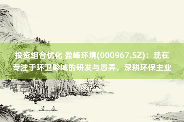 投资组合优化 盈峰环境(000967.SZ)：现在专注于环卫畛域的研发与愚弄，深耕环保主业