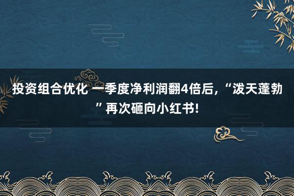 投资组合优化 一季度净利润翻4倍后, “泼天蓬勃”再次砸向小红书!