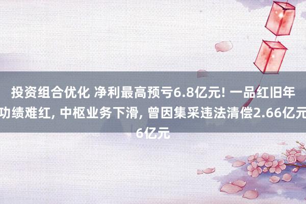 投资组合优化 净利最高预亏6.8亿元! 一品红旧年功绩难红, 中枢业务下滑, 曾因集采违法清偿2.66亿元