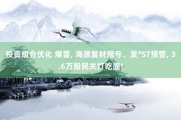 投资组合优化 爆雷, 海源复材预亏、发*ST预警, 3.6万股民关灯吃面!