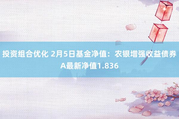 投资组合优化 2月5日基金净值：农银增强收益债券A最新净值1.836